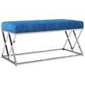 Banco 97 cm Veludo e Aço Inoxidável Azul
