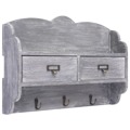 Cabide de Parede 50x10x34 cm Madeira Cinzento
