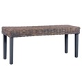 Banco 110cm Vime Kubu Natural e Madeira Maciça Cinza