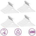 Conjunto de Cabides Antiderrapantes Madeira Branco 100 pcs