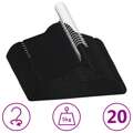Conjunto de Cabides Antiderrapantes Veludo Preto 20 pcs