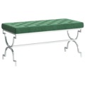 Banco 99 cm Aço Inoxidável e Veludo Verde-escuro