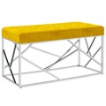 Banco 97 cm Aço Inoxidável e Veludo Amarelo Mostarda