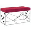 Banco 97 cm Aço Inoxidável e Veludo Vermelho Tinto
