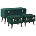 Bancos de Arrumação 3 pcs Veludo Verde