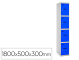 Cacifo Metálico Simonlocker 4 Portas com Fechadura Respiro e Caixilho para Etiquetas Cinza/azul 1800x500x300 mm
