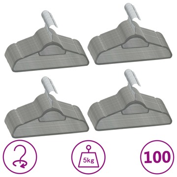 Conjunto de Cabides Antiderrapantes Veludo Cinzento 100 pcs