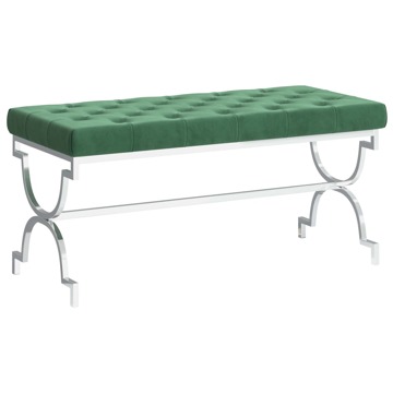 Banco 99 cm Aço Inoxidável e Veludo Verde-escuro