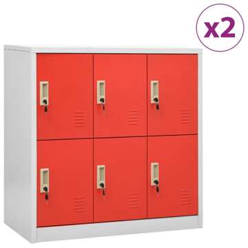 Cacifos 2 pcs 90x45x92,5 cm Aço Cinzento-claro e Vermelho