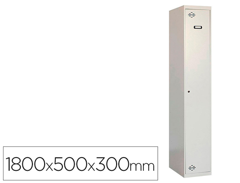 Cacifo Metálico Simonlocker 1 Porta com Fechadura Respiro e Caixilho para Etiquetas Cinza/cinza 1800x500x300 mm